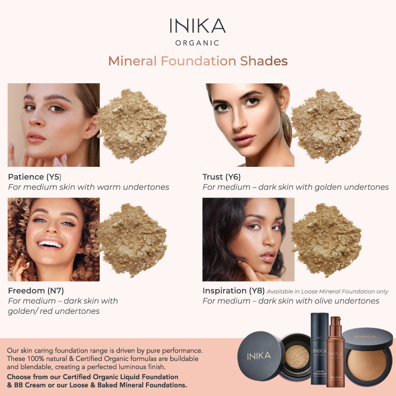 Inika Loose Mineral Foundation SPF25 Shade Guide 2