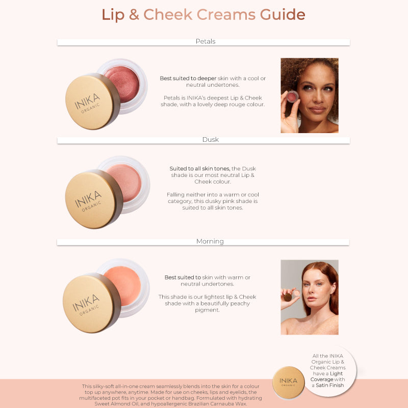 Inika Organic Lip &amp; Cheek Cream Shade Guide 2