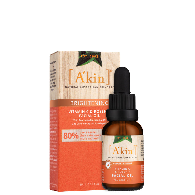 A&#39;kin Brightening Vitamin C &amp; Rosehip Facial Oil 20ml Box
