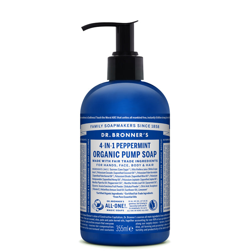 Dr Bronner's 4-In-1 Peppermint Organic Pump Soap 355ml