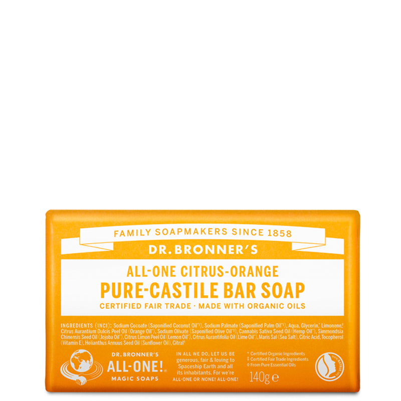 Dr Bronner&#39;s Citrus Orange Pure Castile Soap Bar 140g
