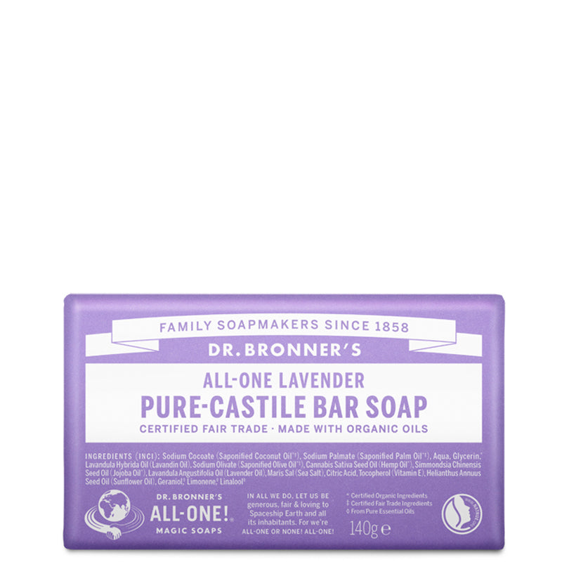 Dr Bronner&#39;s Lavender Pure Castile Soap Bar 140g