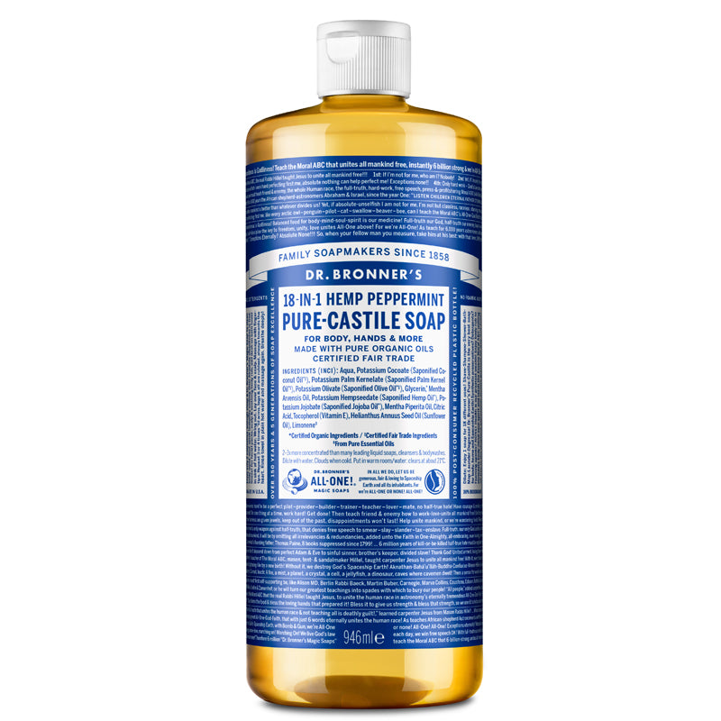 Dr Bronner&#39;s Peppermint Pure-Castile Liquid Soap 946ml