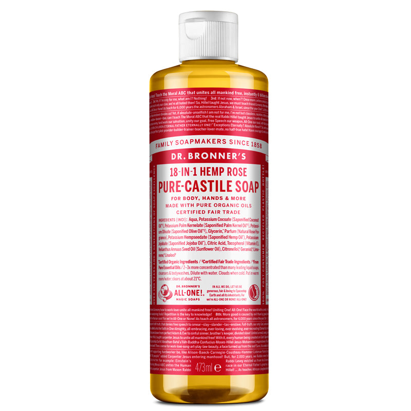 Dr Bronner's Rose Pure-Castile Liquid Soap 473ml