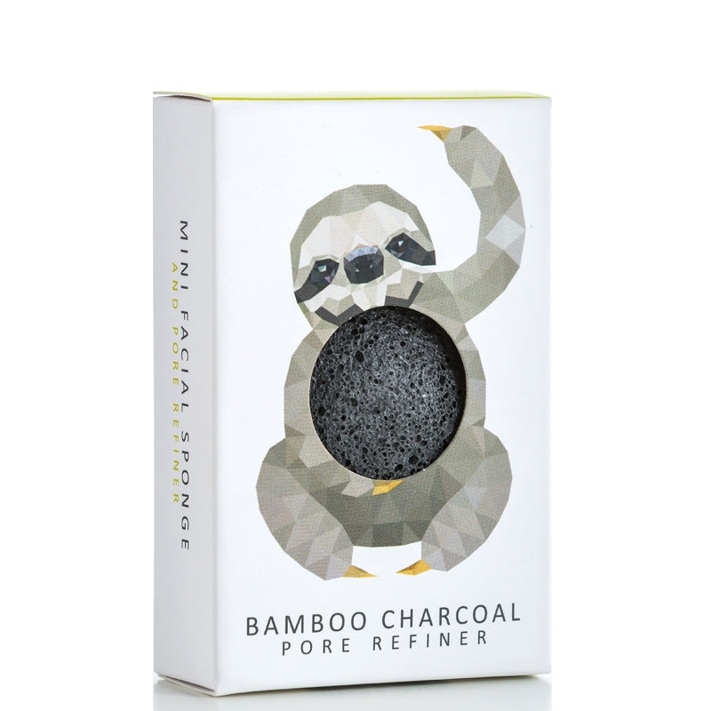 Konjac Sponge Mini Pore Refiner Rainforest Sloth Bamboo Charcoal